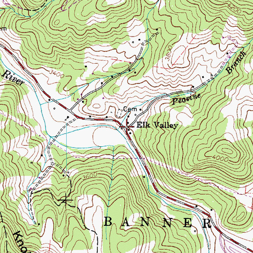 Topographic Map of Peavine Branch, NC