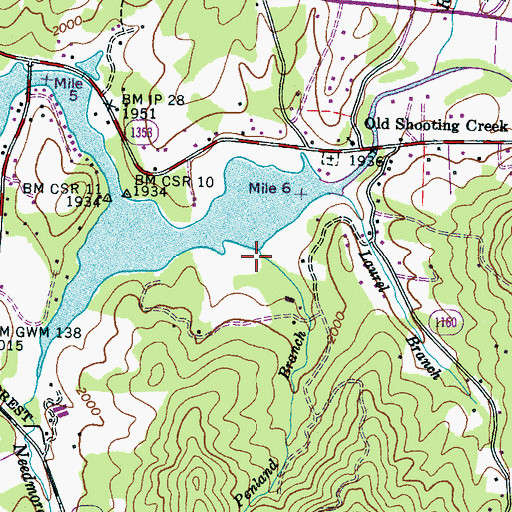 Topographic Map of Penland Branch, NC