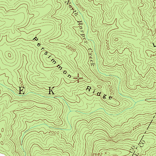Topographic Map of Persimmon Ridge, NC