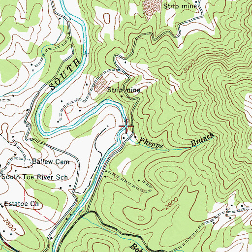 Topographic Map of Phipps Branch, NC