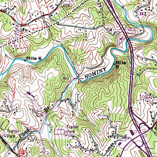 Topographic Map of Pond Branch, NC