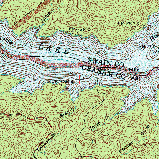 Topographic Map of Rattlesnake Branch, NC