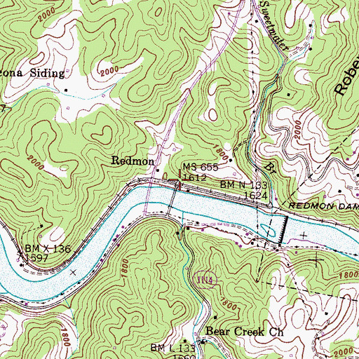 Topographic Map of Redmon, NC