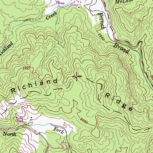 Topographic Map of Richland Ridge, NC
