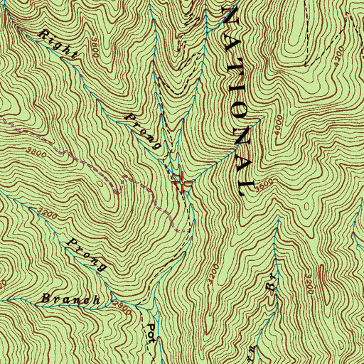 Topographic Map of Right Prong Mill Creek, NC