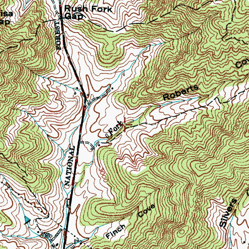 Topographic Map of Roberts Cove, NC