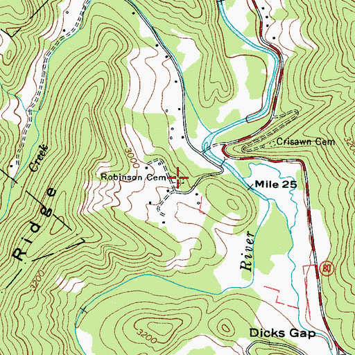 Topographic Map of Robinson Cemetery, NC