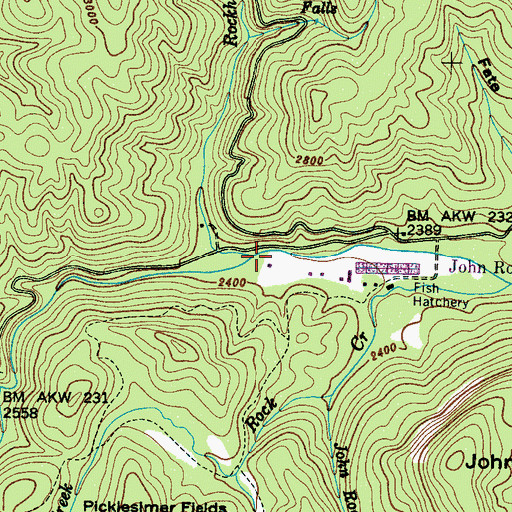 Topographic Map of Rockhouse Creek, NC