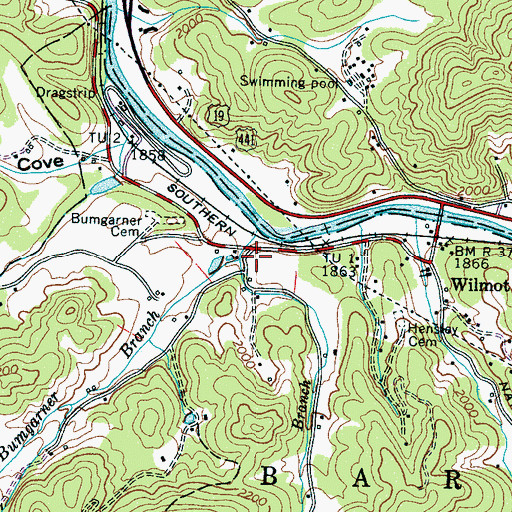 Topographic Map of Rocky Branch, NC