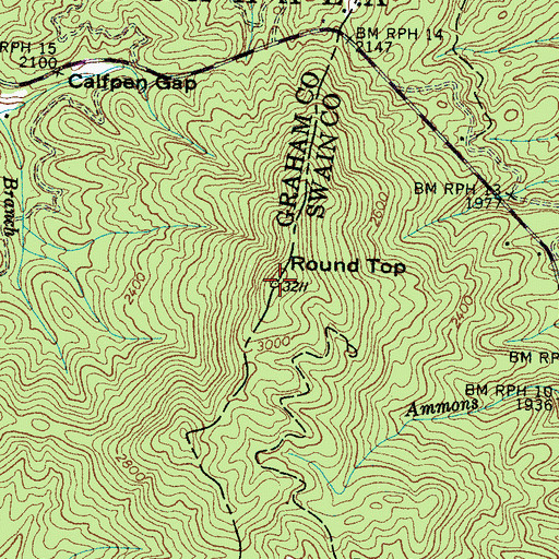 Topographic Map of Round Top, NC