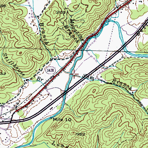Topographic Map of Sam Branch, NC