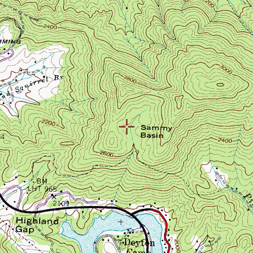 Topographic Map of Sammy Basin, NC