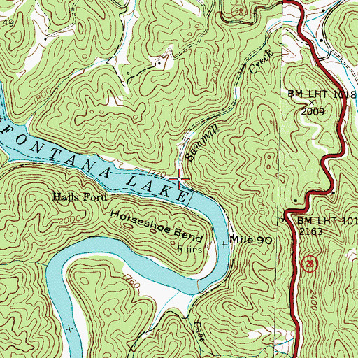 Topographic Map of Sawmill Creek, NC