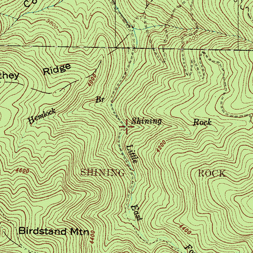 Topographic Map of Shining Rock Creek, NC
