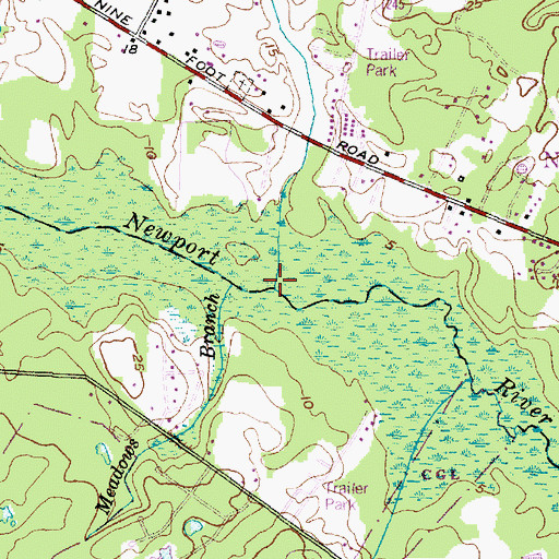Topographic Map of Shoe Branch, NC