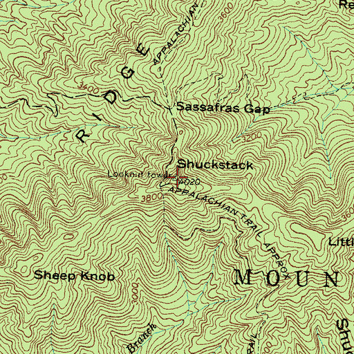 Topographic Map of Shuckstack, NC