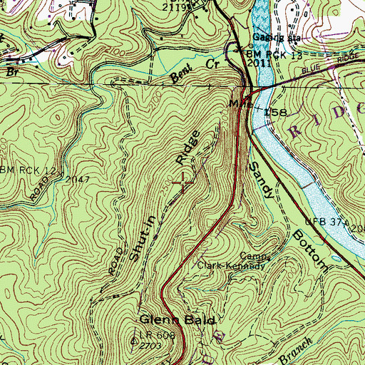 Topographic Map of Shut-in Ridge, NC