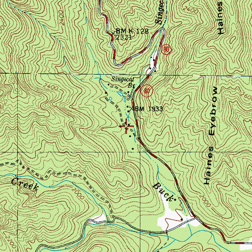 Topographic Map of Singecat Branch, NC