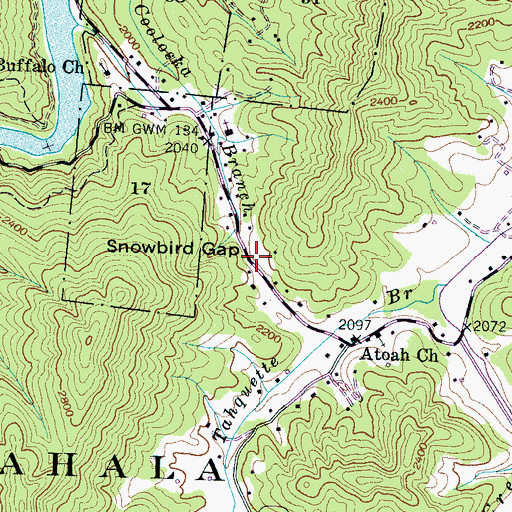 Topographic Map of Snowbird Gap, NC