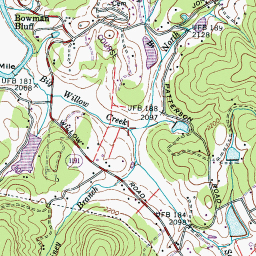 Topographic Map of South Fork Big Willow Creek, NC