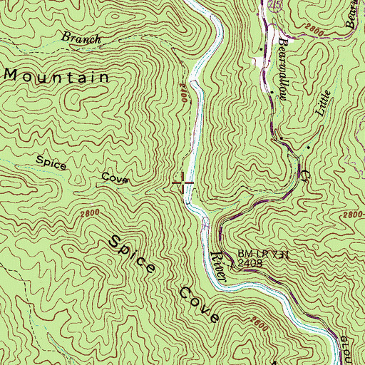 Topographic Map of Spice Cove, NC