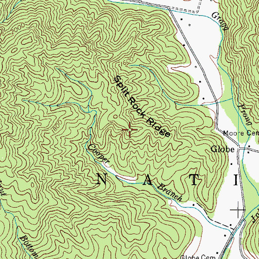 Topographic Map of Split Rock Ridge, NC