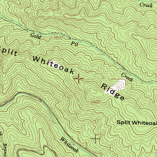 Topographic Map of Split Whiteoak Ridge, NC