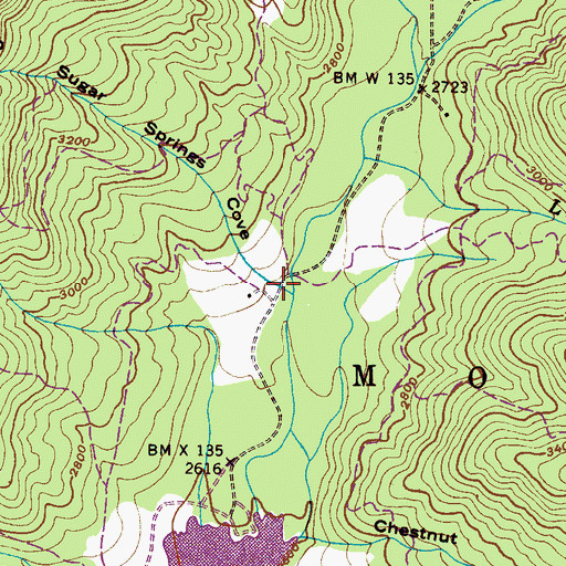 Topographic Map of Sugar Springs Cove, NC