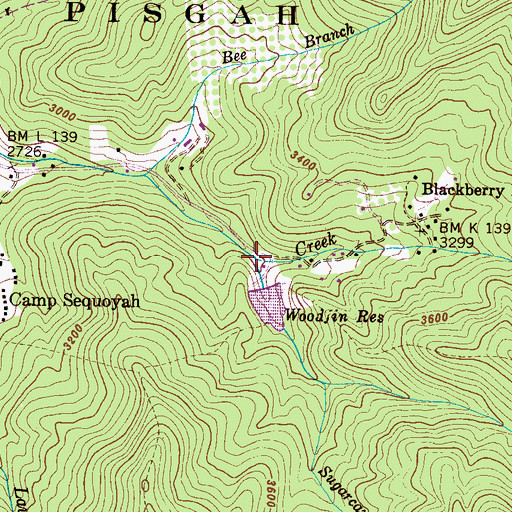 Topographic Map of Sugarcamp Fork, NC