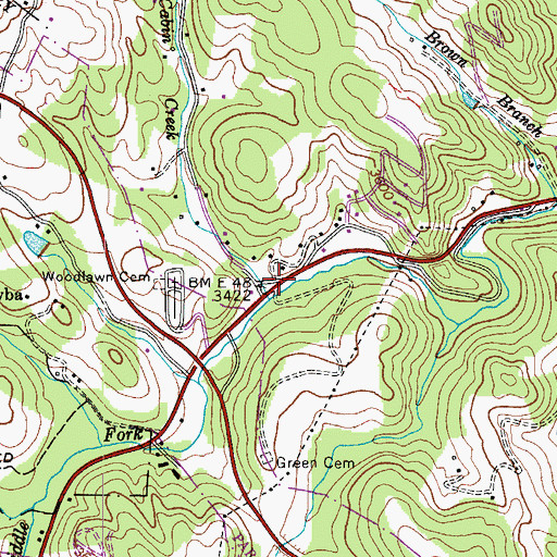 Topographic Map of Sumpter Cabin Creek, NC