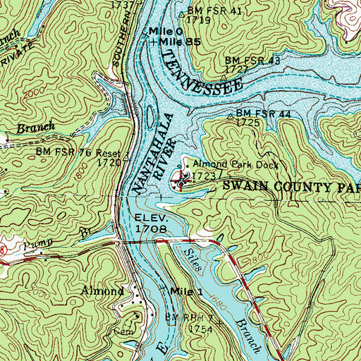 Topographic Map of Swain County Park, NC