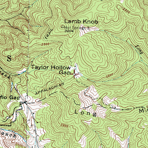Topographic Map of Taylor Hollow Gap, NC