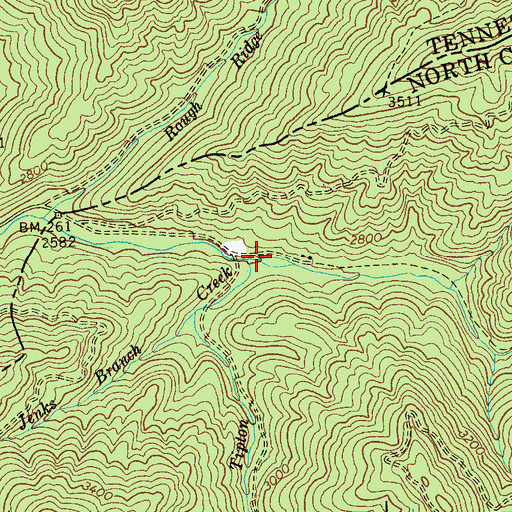 Topographic Map of Tipton Creek, NC