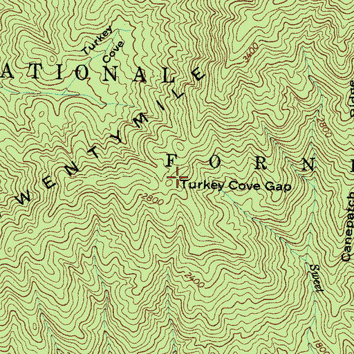 Topographic Map of Turkey Cove Gap, NC