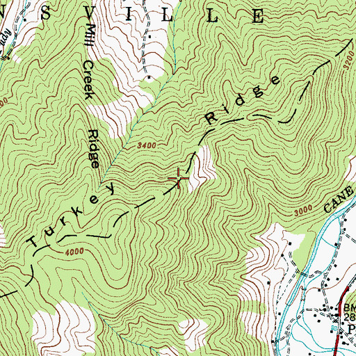 Topographic Map of Turkey Ridge, NC