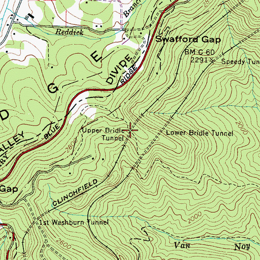 Topographic Map of Upper Bridle Tunnel, NC