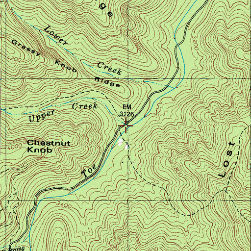Topographic Map of Upper Creek, NC