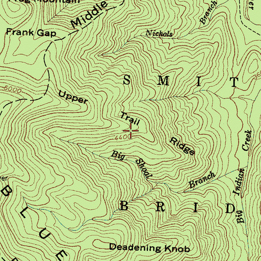 Topographic Map of Upper Trail Ridge, NC