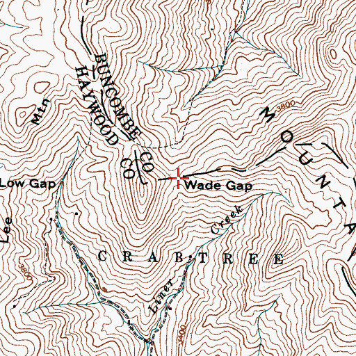 Topographic Map of Wade Gap, NC