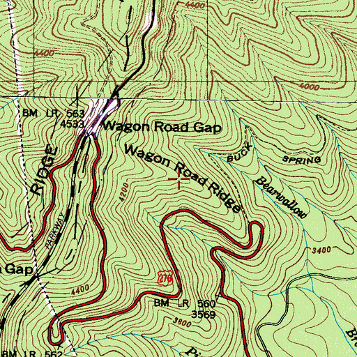 Topographic Map of Wagon Road Ridge, NC