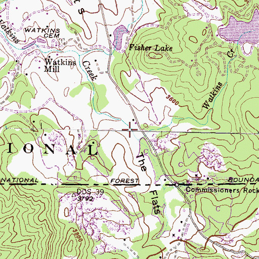 Topographic Map of Watkins Creek, NC