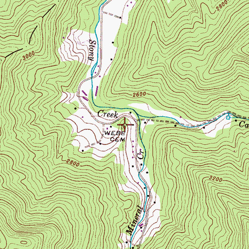Topographic Map of Webb Cemetery, NC