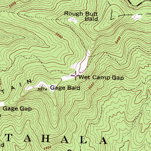 Topographic Map of Wet Camp Gap, NC