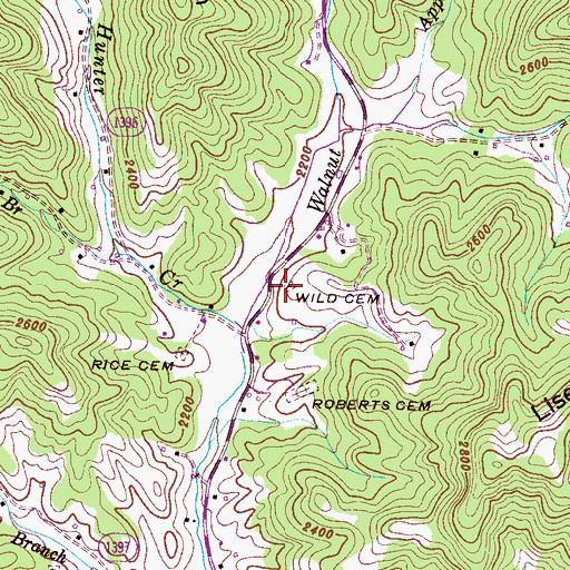 Topographic Map of Wild Cemetery, NC
