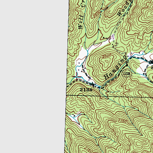 Topographic Map of Will Creek, NC