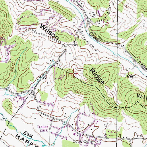 Topographic Map of Wilson Ridge, NC
