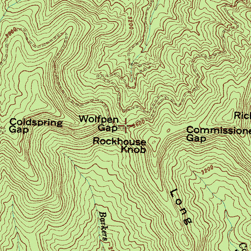 Topographic Map of Wolfpen Gap, NC