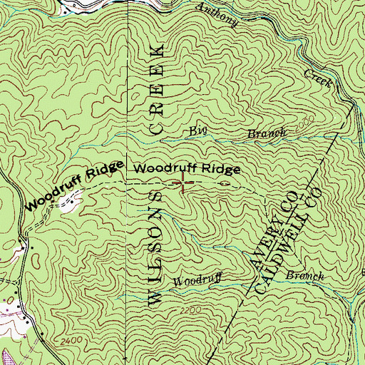 Topographic Map of Woodruff Ridge, NC