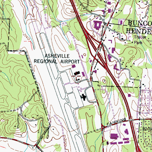 Topographic Map of Asheville Regional Airport, NC