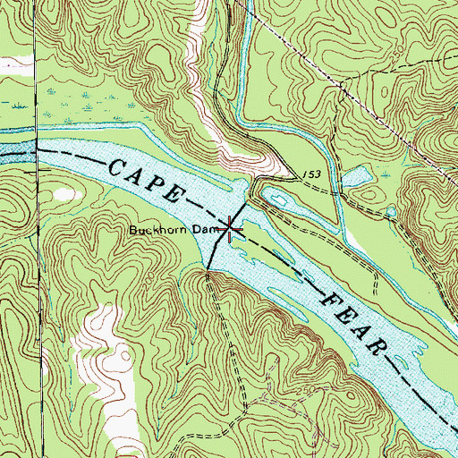 Topographic Map of Buckhorn Lake Dam, NC